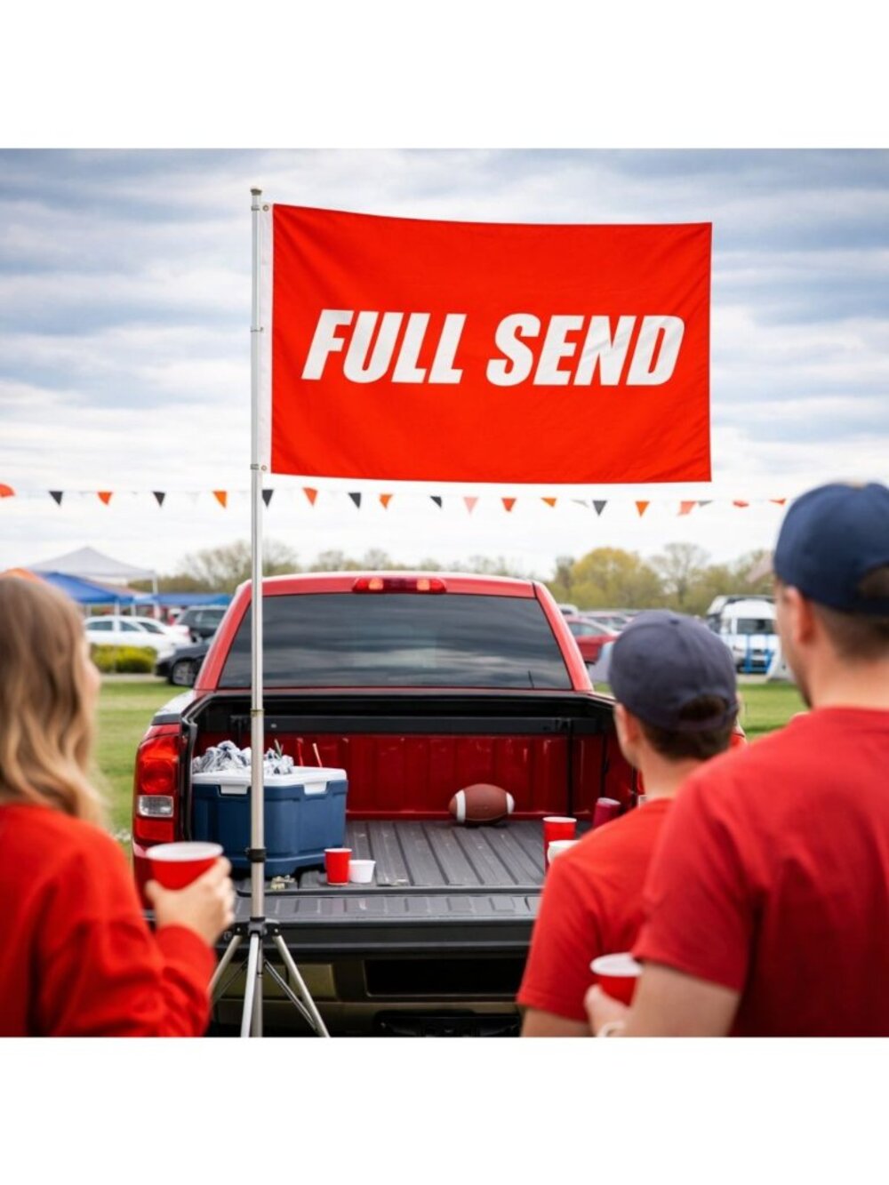 Full Send Flag Black Red Tailgate Banner Game Day Dorm Garage Outdoor Decor